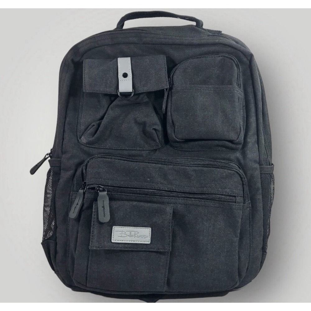 Bella Russo 17" Black Canvas Laptop Backpack With Built-In USB‎ Port Travel Work